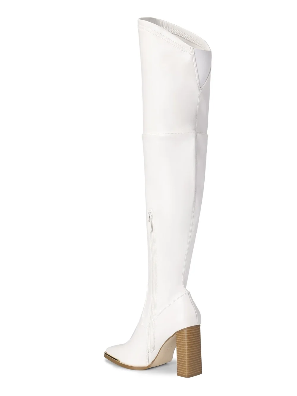 Dream Pairs White Over-the-Knee Block Heel Boots